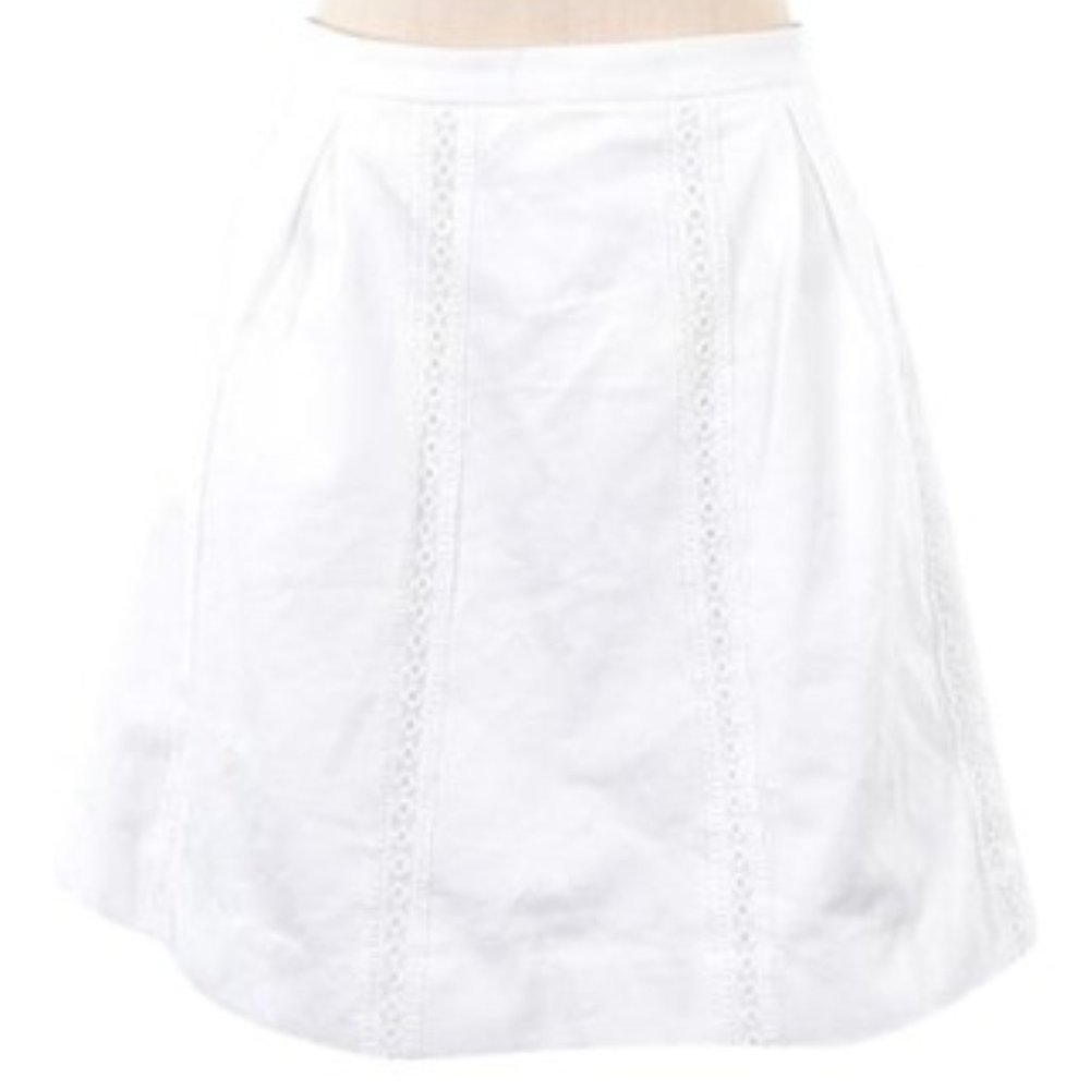 J. Crew White Eyelet Pleated A-Line Skirt